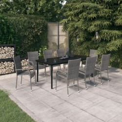 vidaXL 9-tlg. Garten-Essgruppe Grau und Schwarz