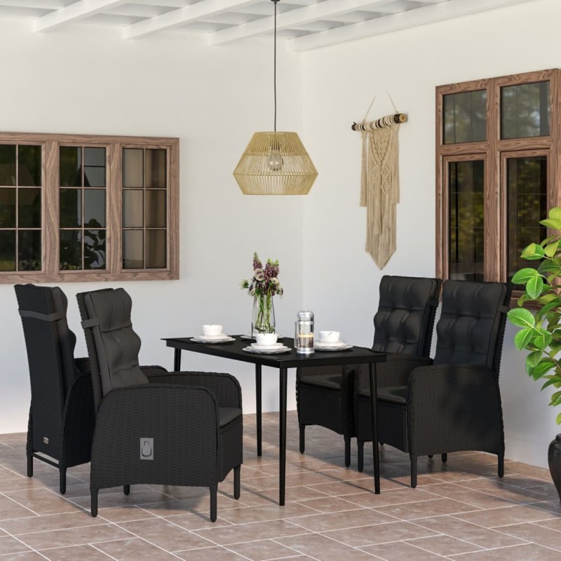 vidaXL 5-tlg. Garten-Essgruppe mit Kissen Schwarz vidaXL 5-tlg. Garten-Essgruppe mit Kissen Schwarz