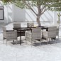 vidaXL 7-tlg. Garten-Essgruppe mit Kissen Grau und Schwarz vidaXL 7-tlg. Garten-Essgruppe mit Kissen Grau und Schwarz