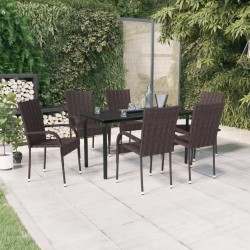 vidaXL 7-tlg. Garten-Essgruppe Braun und Schwarz