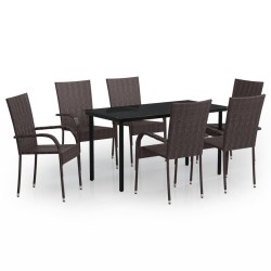 vidaXL 7-tlg. Garten-Essgruppe Braun und Schwarz