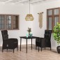 vidaXL 3-tlg. Garten-Essgruppe mit Kissen Schwarz vidaXL 3-tlg. Garten-Essgruppe mit Kissen Schwarz