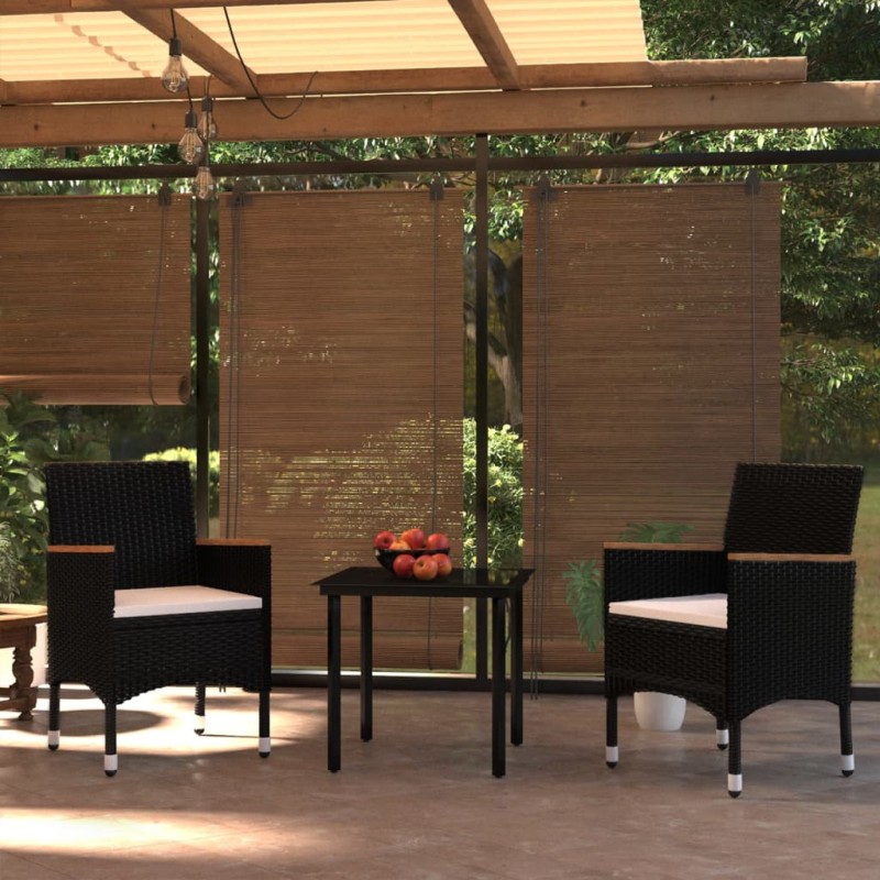 vidaXL 3-tlg. Garten-Essgruppe mit Kissen Schwarz vidaXL 3-tlg. Garten-Essgruppe mit Kissen Schwarz