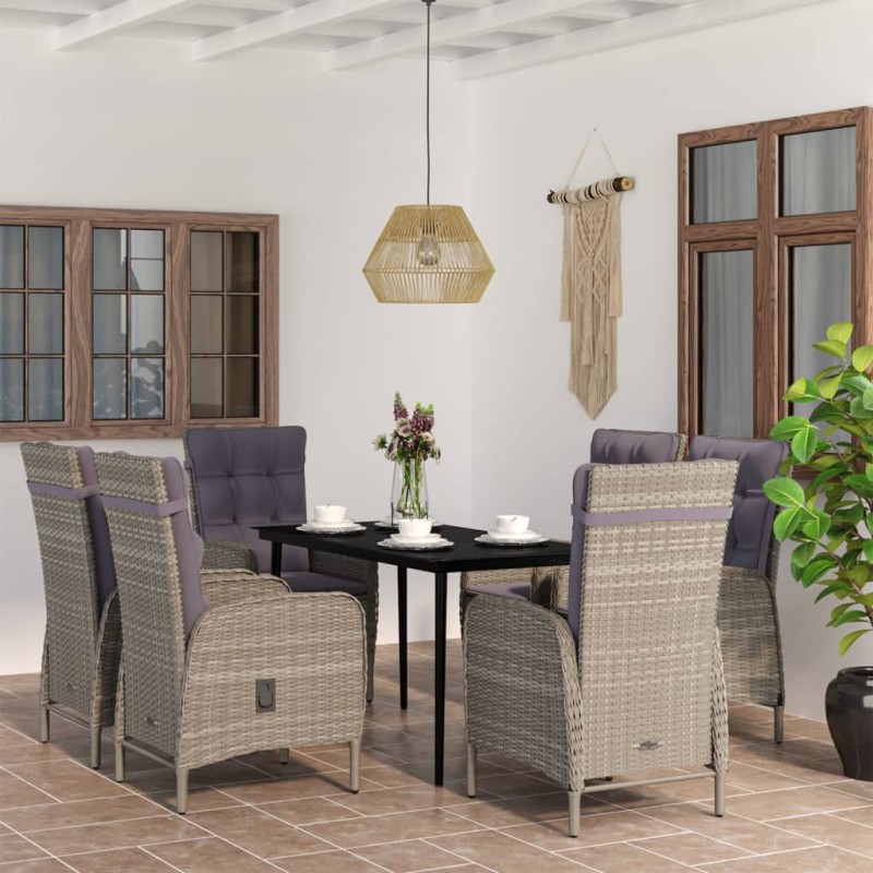 vidaXL 7-tlg. Garten-Essgruppe mit Kissen Grau und Schwarz vidaXL 7-tlg. Garten-Essgruppe mit Kissen Grau und Schwarz