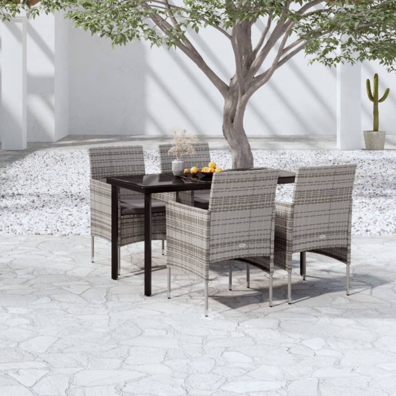 vidaXL 5-tlg. Garten-Essgruppe mit Kissen Grau und Schwarz vidaXL 5-tlg. Garten-Essgruppe mit Kissen Grau und Schwarz