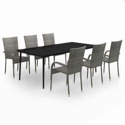 vidaXL 7-tlg. Garten-Essgruppe Grau und Schwarz