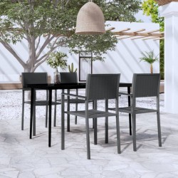 vidaXL 5-tlg. Garten-Essgruppe Schwarz