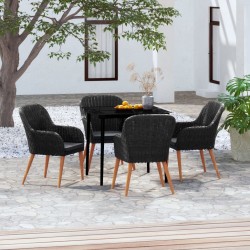 vidaXL 5-tlg. Garten-Essgruppe mit Kissen Schwarz