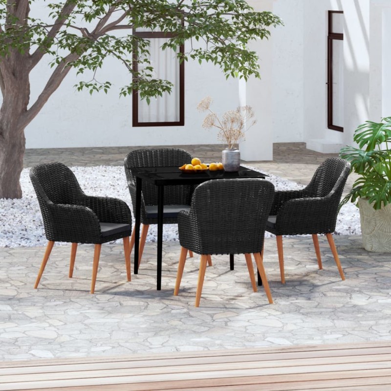 vidaXL 5-tlg. Garten-Essgruppe mit Kissen Schwarz vidaXL 5-tlg. Garten-Essgruppe mit Kissen Schwarz