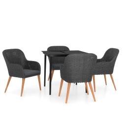 vidaXL 5-tlg. Garten-Essgruppe mit Kissen Schwarz