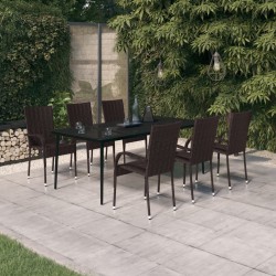 vidaXL 7-tlg. Garten-Essgruppe Braun und Schwarz