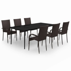 vidaXL 7-tlg. Garten-Essgruppe Braun und Schwarz