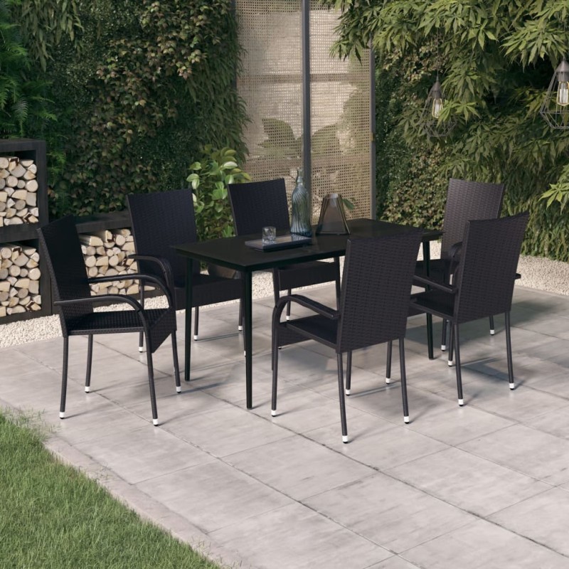 vidaXL 7-tlg. Garten-Essgruppe Schwarz vidaXL 7-tlg. Garten-Essgruppe Schwarz