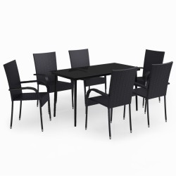 vidaXL 7-tlg. Garten-Essgruppe Schwarz