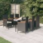 vidaXL 7-tlg. Garten-Essgruppe mit Kissen Schwarz vidaXL 7-tlg. Garten-Essgruppe mit Kissen Schwarz