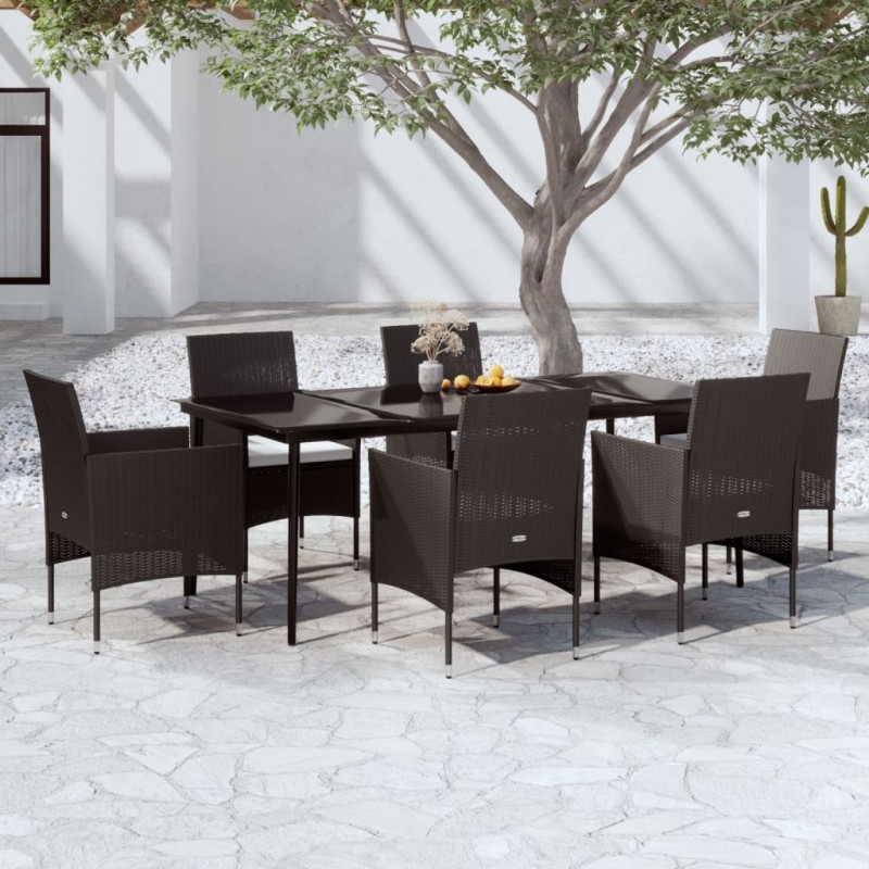 vidaXL 7-tlg. Garten-Essgruppe mit Kissen Schwarz vidaXL 7-tlg. Garten-Essgruppe mit Kissen Schwarz