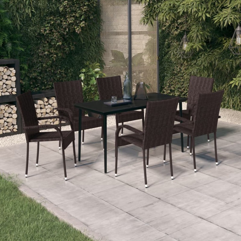 vidaXL 7-tlg. Garten-Essgruppe Braun und Schwarz vidaXL 7-tlg. Garten-Essgruppe Braun und Schwarz