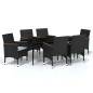 vidaXL 7-tlg. Garten-Essgruppe mit Kissen Schwarz vidaXL 7-tlg. Garten-Essgruppe mit Kissen Schwarz
