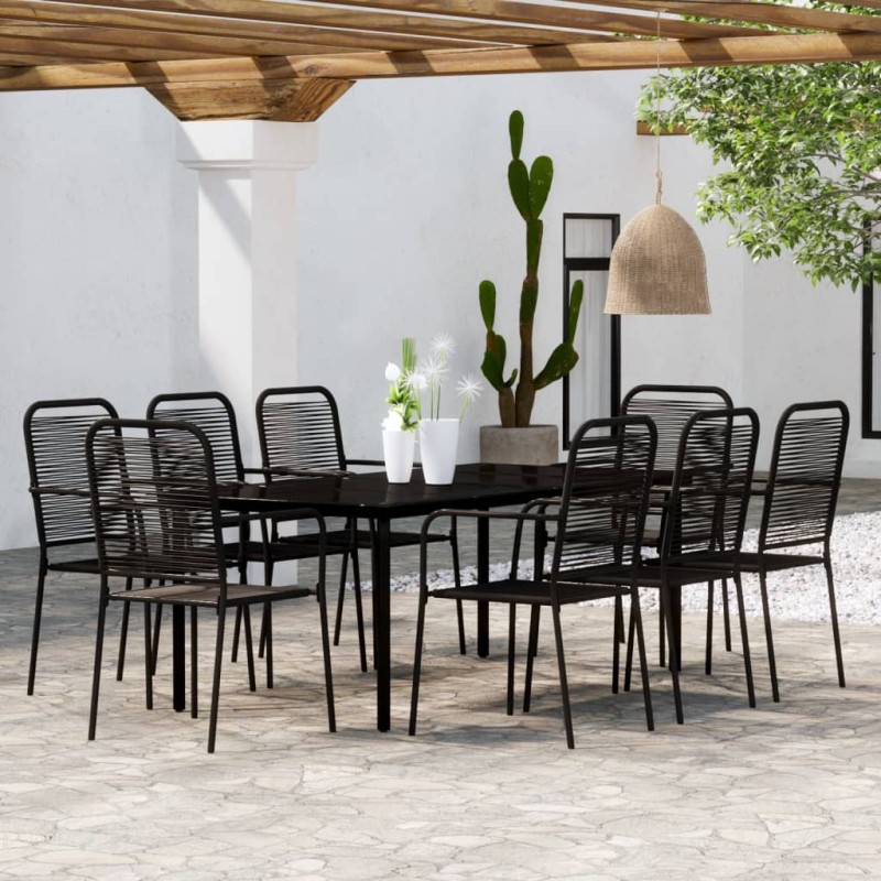 vidaXL 9-tlg. Garten-Essgruppe Schwarz vidaXL 9-tlg. Garten-Essgruppe Schwarz