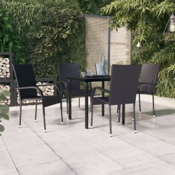 vidaXL 5-tlg. Garten-Essgruppe Schwarz