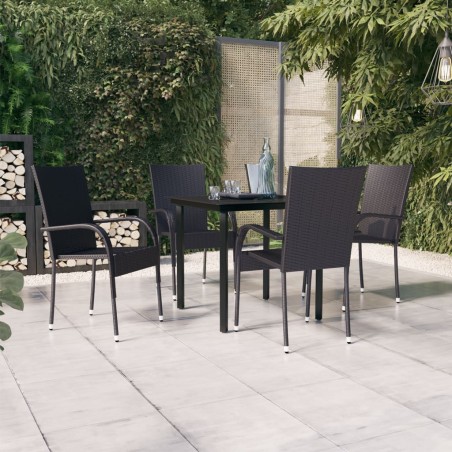 vidaXL 5-tlg. Garten-Essgruppe Schwarz