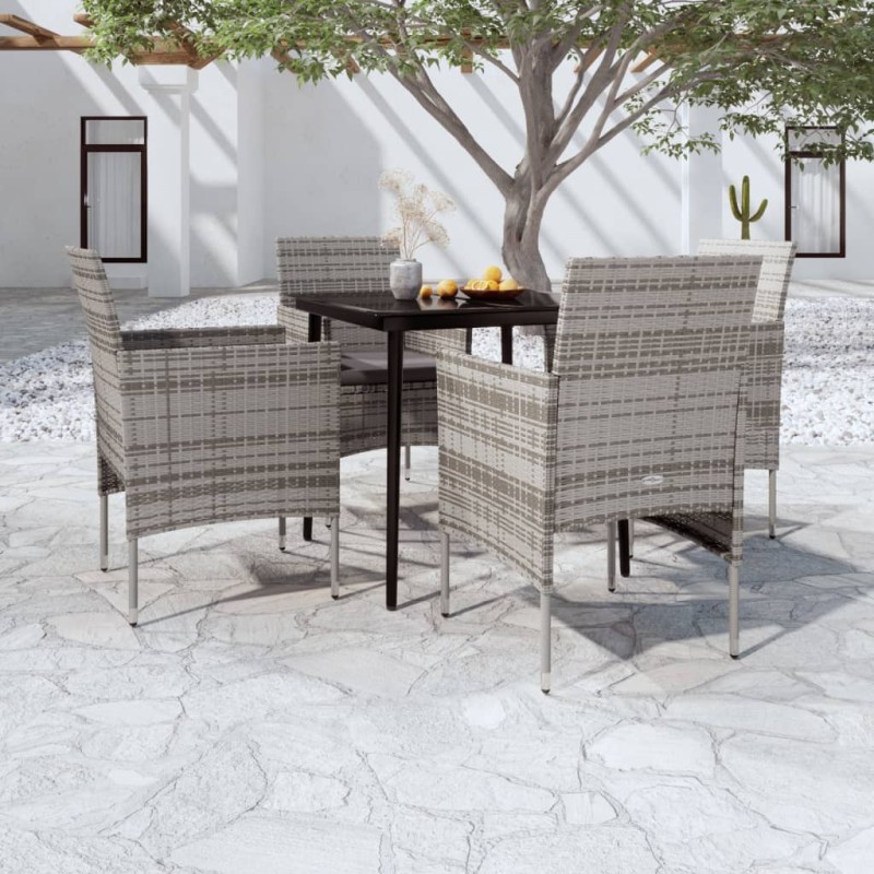 vidaXL 5-tlg. Garten-Essgruppe mit Kissen Grau und Schwarz vidaXL 5-tlg. Garten-Essgruppe mit Kissen Grau und Schwarz