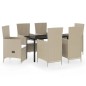 vidaXL 7-tlg. Garten-Essgruppe mit Auflagen Beige vidaXL 7-tlg. Garten-Essgruppe mit Auflagen Beige
