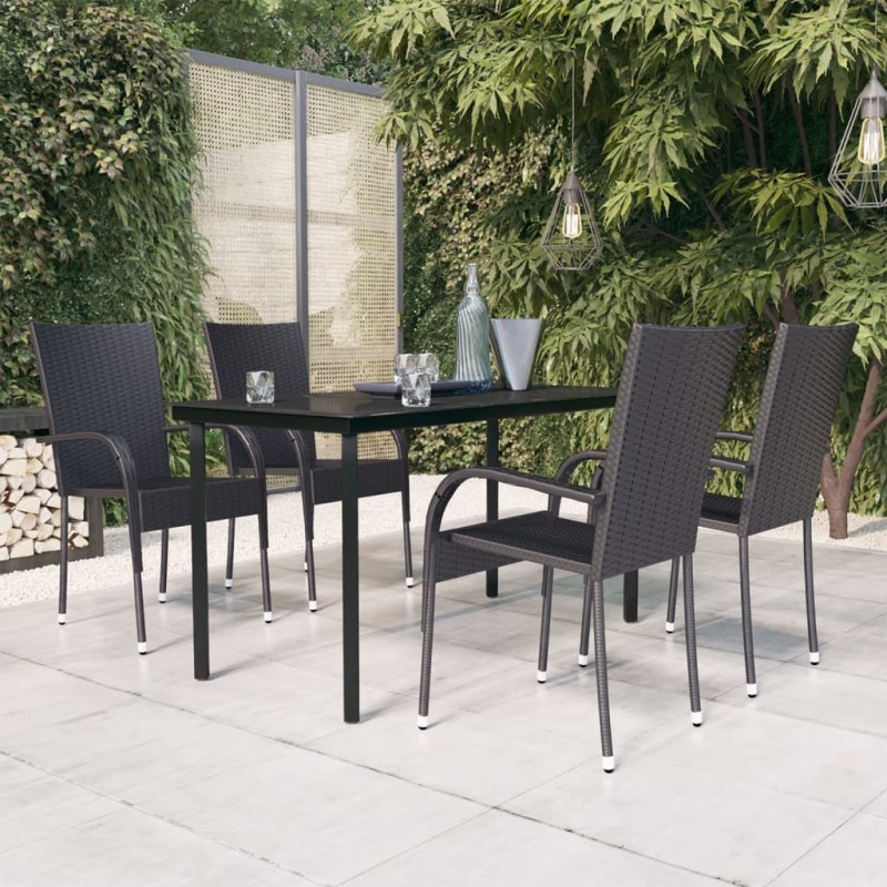 vidaXL 5-tlg. Garten-Essgruppe Schwarz vidaXL 5-tlg. Garten-Essgruppe Schwarz