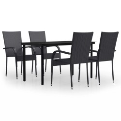 vidaXL 5-tlg. Garten-Essgruppe Schwarz