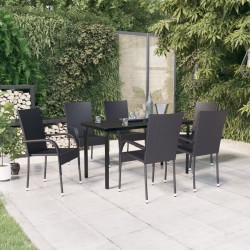 vidaXL 7-tlg. Garten-Essgruppe Schwarz