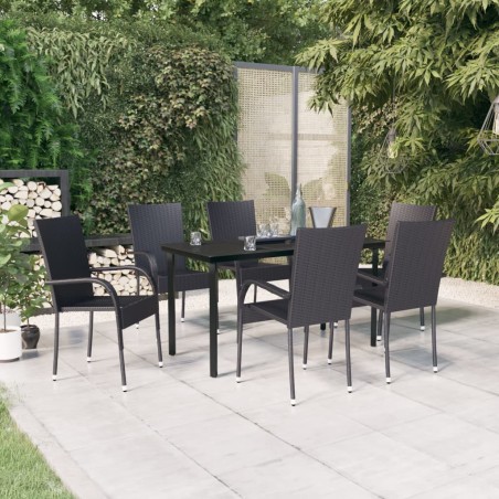 vidaXL 7-tlg. Garten-Essgruppe Schwarz