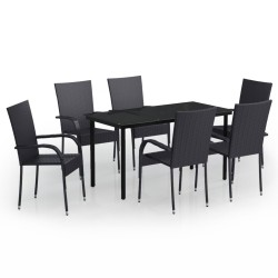 vidaXL 7-tlg. Garten-Essgruppe Schwarz