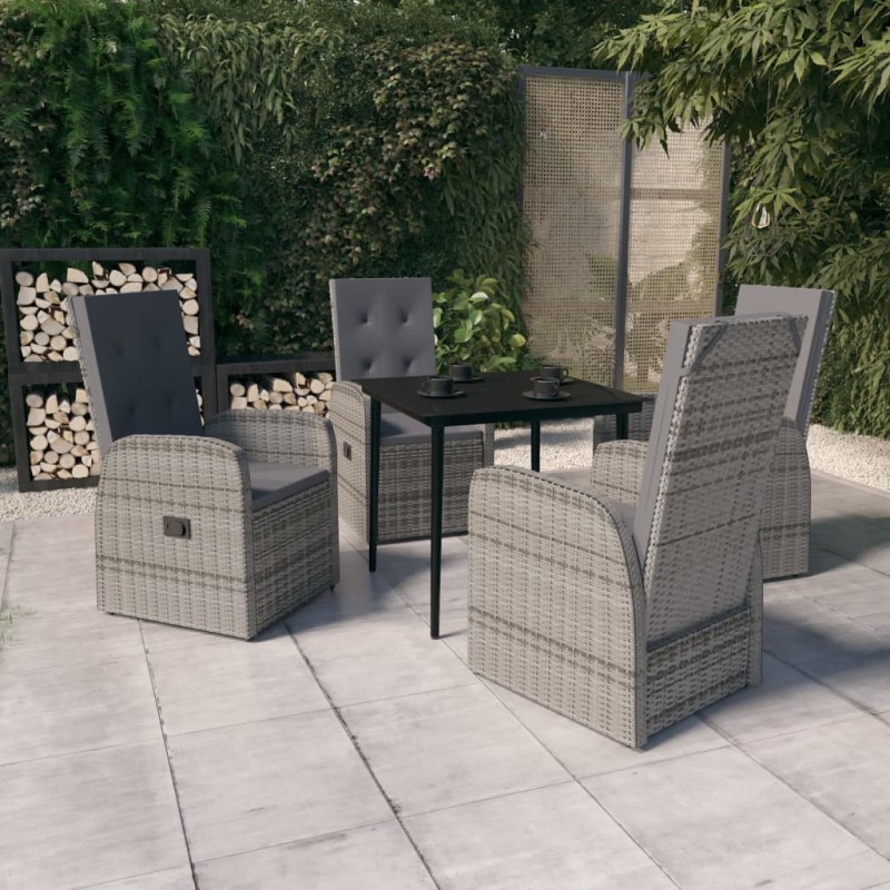 vidaXL 5-tlg. Garten-Essgruppe mit Kissen Grau vidaXL 5-tlg. Garten-Essgruppe mit Kissen Grau