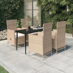 vidaXL 5-tlg. Garten-Essgruppe mit Kissen Beige