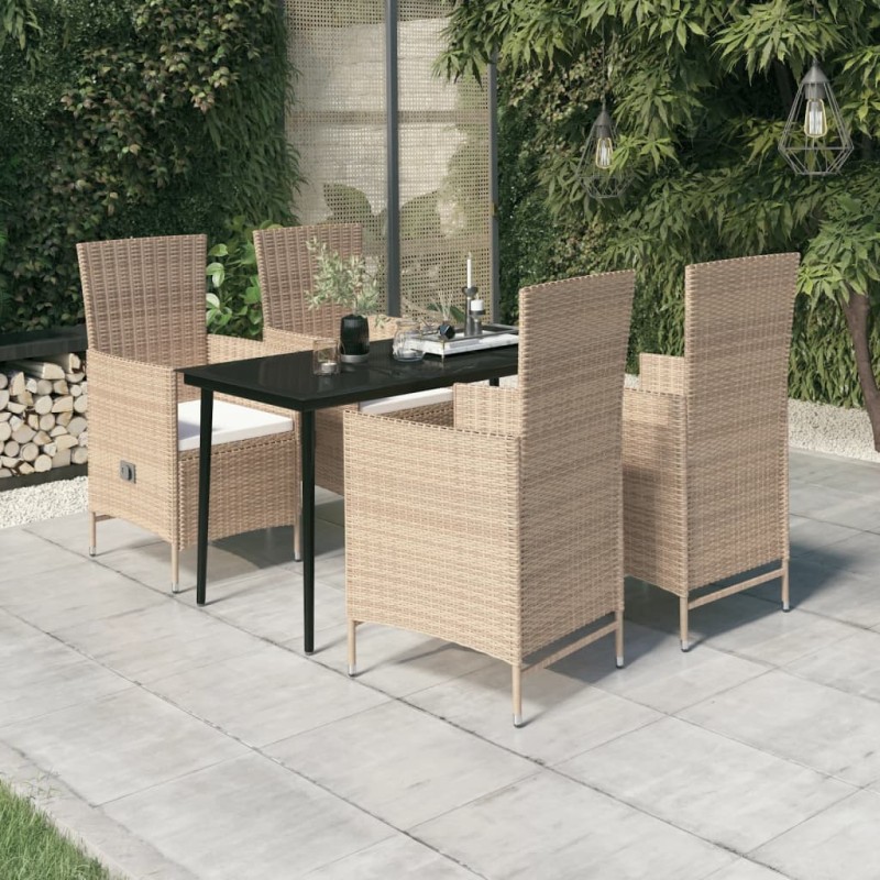 vidaXL 5-tlg. Garten-Essgruppe mit Kissen Beige vidaXL 5-tlg. Garten-Essgruppe mit Kissen Beige