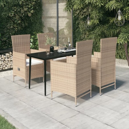 vidaXL 5-tlg. Garten-Essgruppe mit Kissen Beige