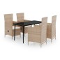 vidaXL 5-tlg. Garten-Essgruppe mit Kissen Beige vidaXL 5-tlg. Garten-Essgruppe mit Kissen Beige