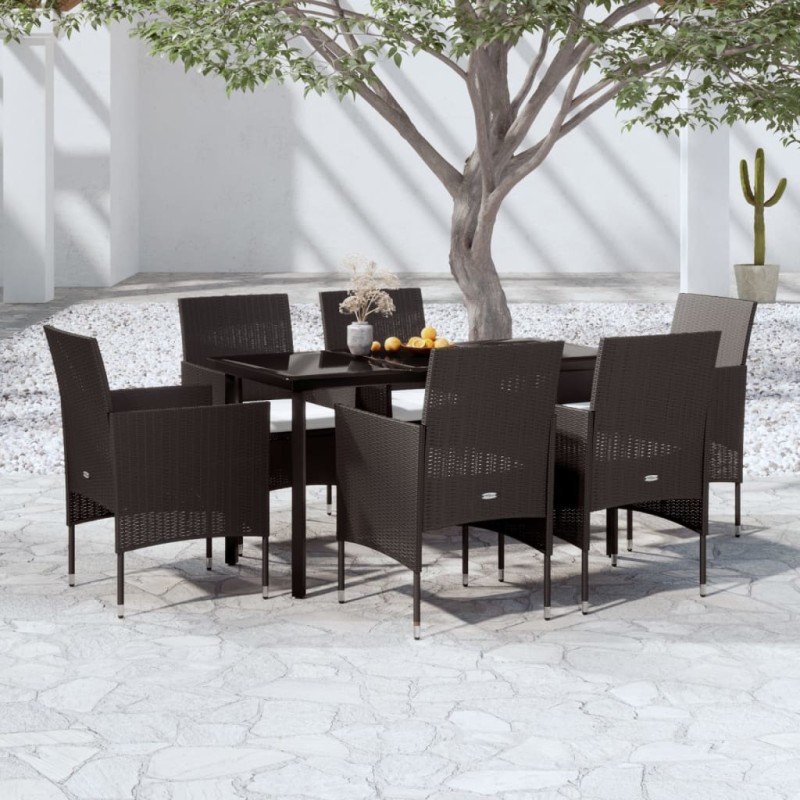 vidaXL 7-tlg. Garten-Essgruppe mit Kissen Schwarz vidaXL 7-tlg. Garten-Essgruppe mit Kissen Schwarz