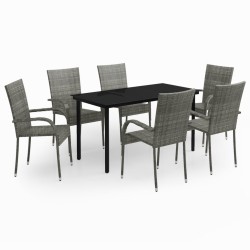 vidaXL 7-tlg. Garten-Essgruppe Grau und Schwarz