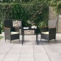 vidaXL 3-tlg. Garten-Essgruppe mit Kissen Schwarz vidaXL 3-tlg. Garten-Essgruppe mit Kissen Schwarz