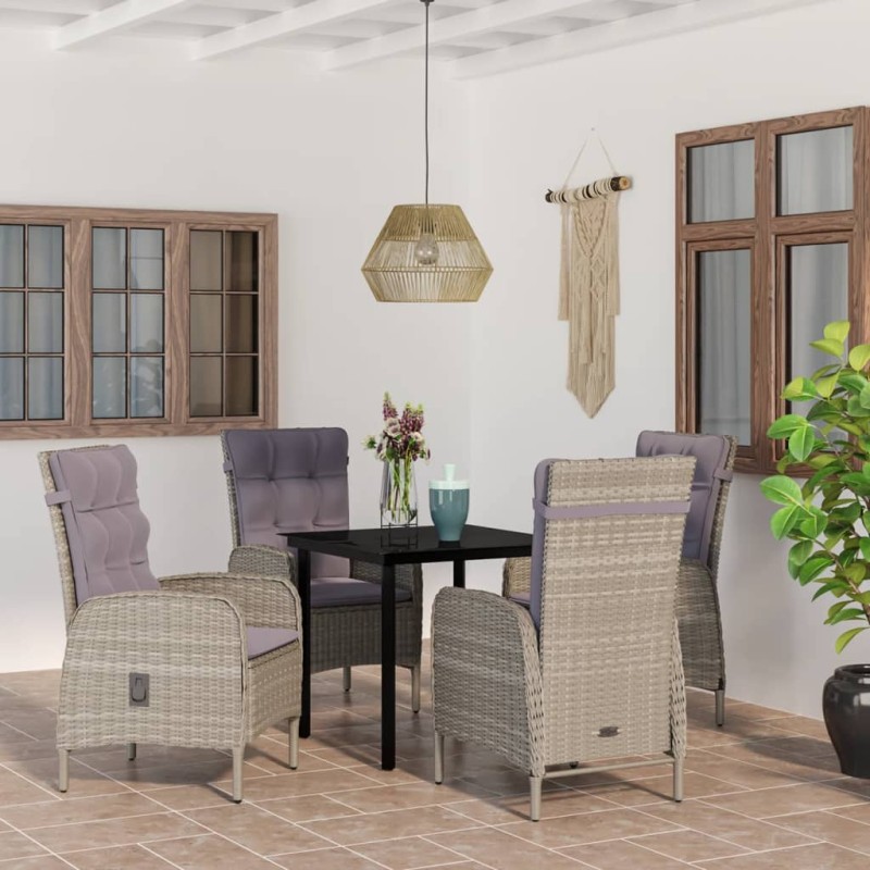 vidaXL 5-tlg. Garten-Essgruppe mit Kissen Grau und Schwarz vidaXL 5-tlg. Garten-Essgruppe mit Kissen Grau und Schwarz