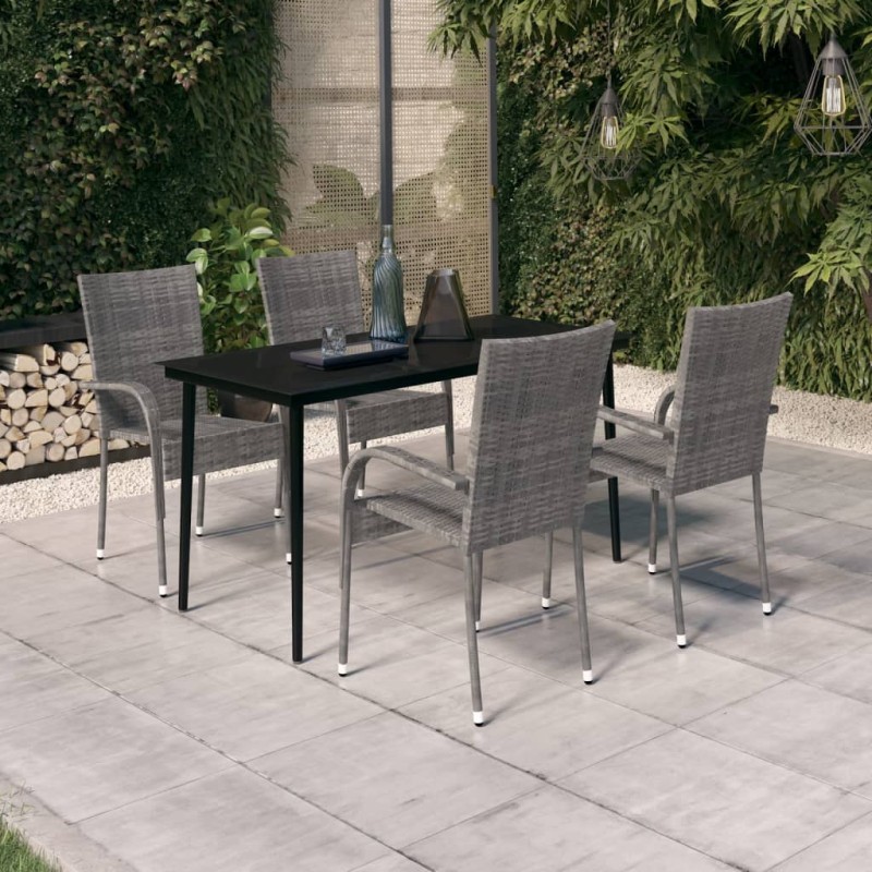 vidaXL 5-tlg. Garten-Essgruppe Grau und Schwarz vidaXL 5-tlg. Garten-Essgruppe Grau und Schwarz
