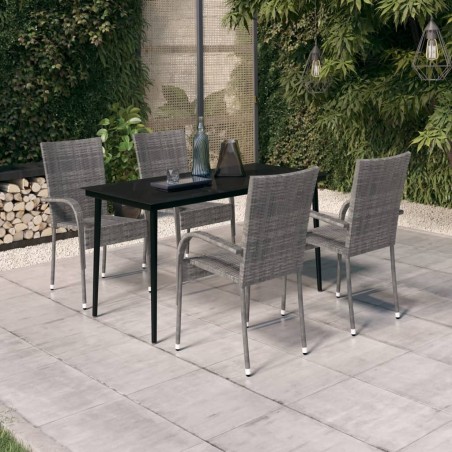 vidaXL 5-tlg. Garten-Essgruppe Grau und Schwarz