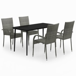 vidaXL 5-tlg. Garten-Essgruppe Grau und Schwarz