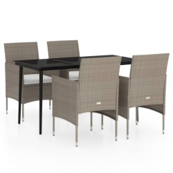vidaXL 5-tlg. Garten-Essgruppe mit Kissen Beige und Schwarz