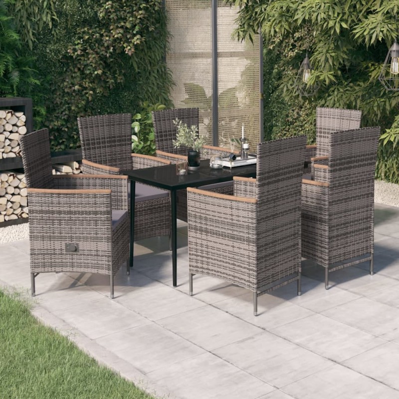 vidaXL 7-tlg. Garten-Essgruppe mit Kissen Grau vidaXL 7-tlg. Garten-Essgruppe mit Kissen Grau