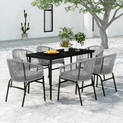 vidaXL 7-tlg. Garten-Essgruppe Grau