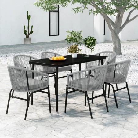 vidaXL 7-tlg. Garten-Essgruppe Grau