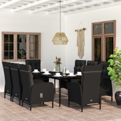 vidaXL 9-tlg. Garten-Essgruppe mit Kissen Schwarz