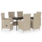 vidaXL 7-tlg. Garten-Essgruppe mit Auflagen Beige vidaXL 7-tlg. Garten-Essgruppe mit Auflagen Beige